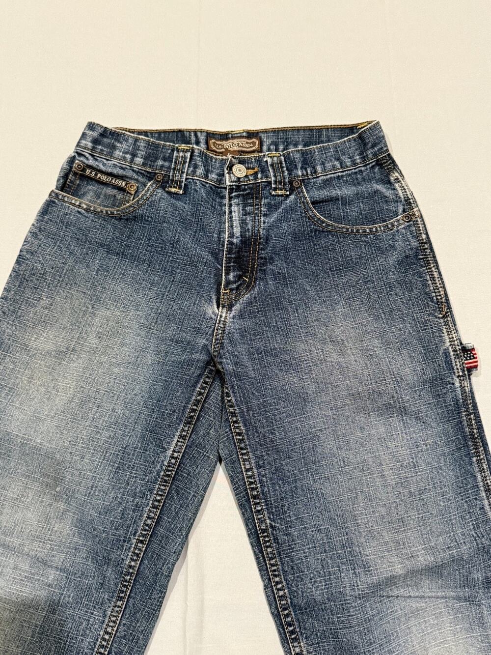 U.S. Polo Assn Womens 12 Y2K Carpenter Jeans Baggy Wide Leg Utility Denim 2000s